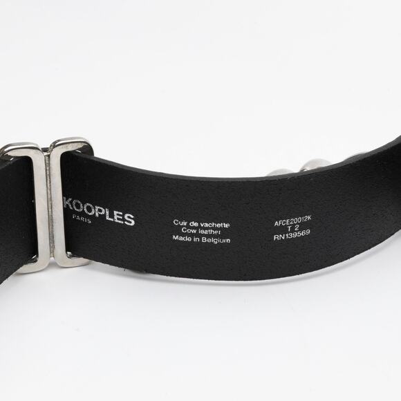 The Kooples Women Large Leather & Chain Belt Black Size 2